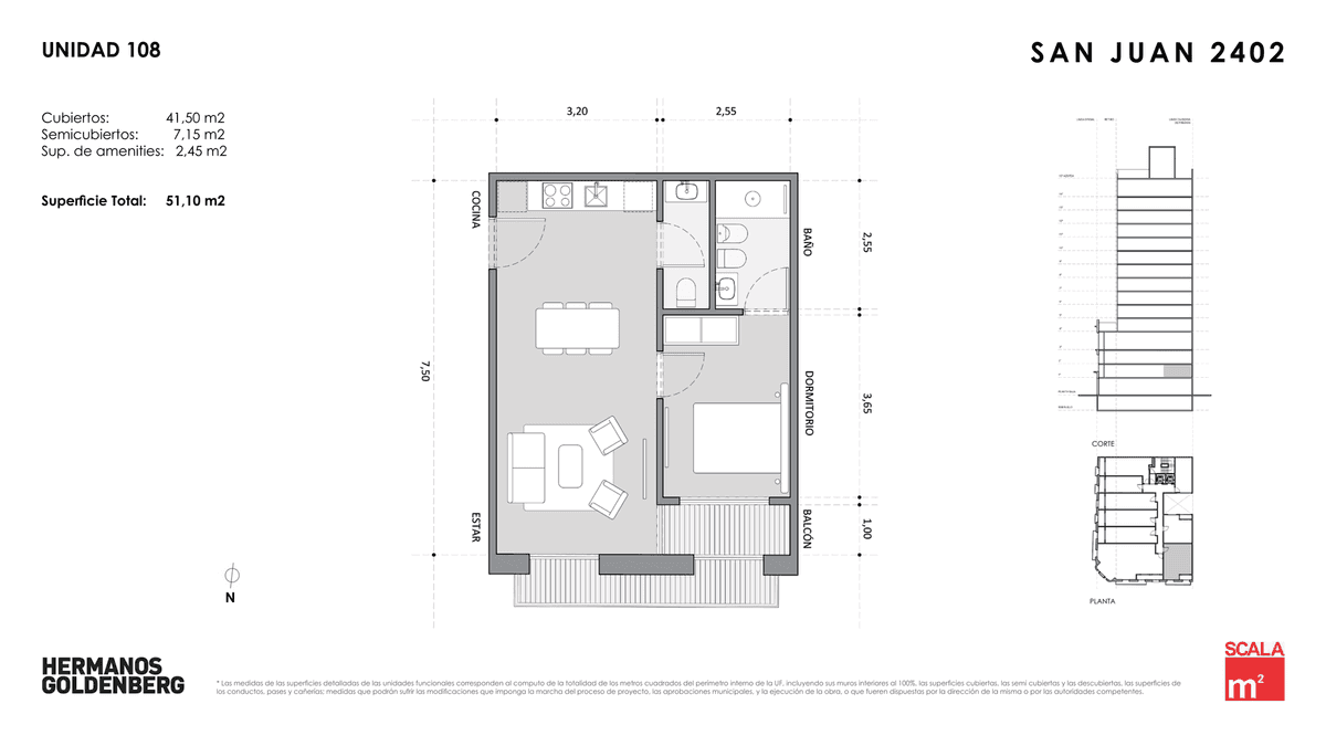 Plano 2 Ambientes — UF 108