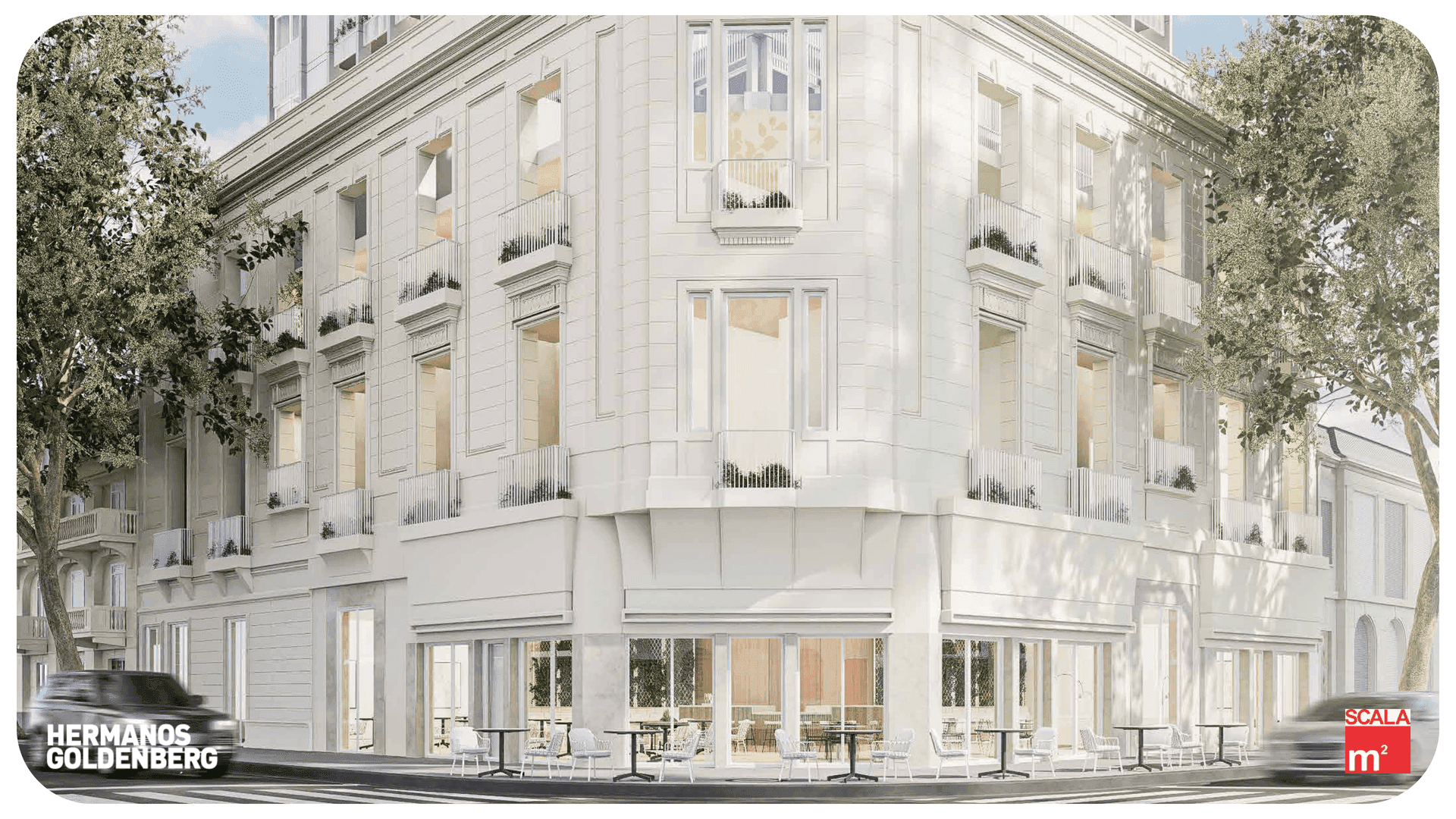San Juan 2402 — Render exterior del edificio residencial de 14 pisos